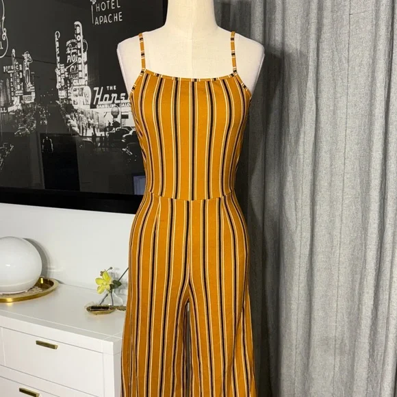 See You Monday Yellow and Black Striped Jumpsuit - Picture 2 of 8